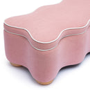 Thalia Pink velvet storage bench - lift-top storage detail
