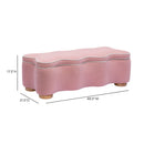 Thalia Pink velvet storage bench - fabric and construction detail
