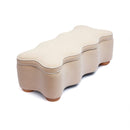 Thalia Tan velvet storage bench - angled view