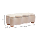Thalia Tan velvet storage bench - fabric and construction detail