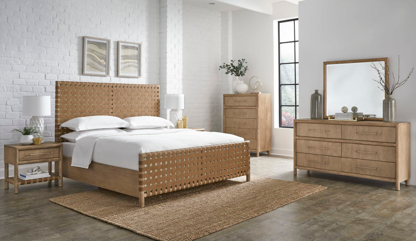 Dorsey Woven Panel Bed in Granola and Ginger