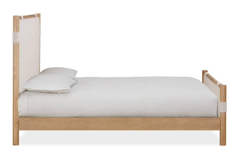 Furano Upholstered Panel Bed in Ginger and Brun Boucle