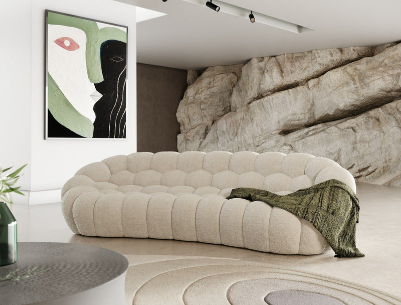 Divani Casa Yolonda - Modern Curved Off-White Fabric Sofa