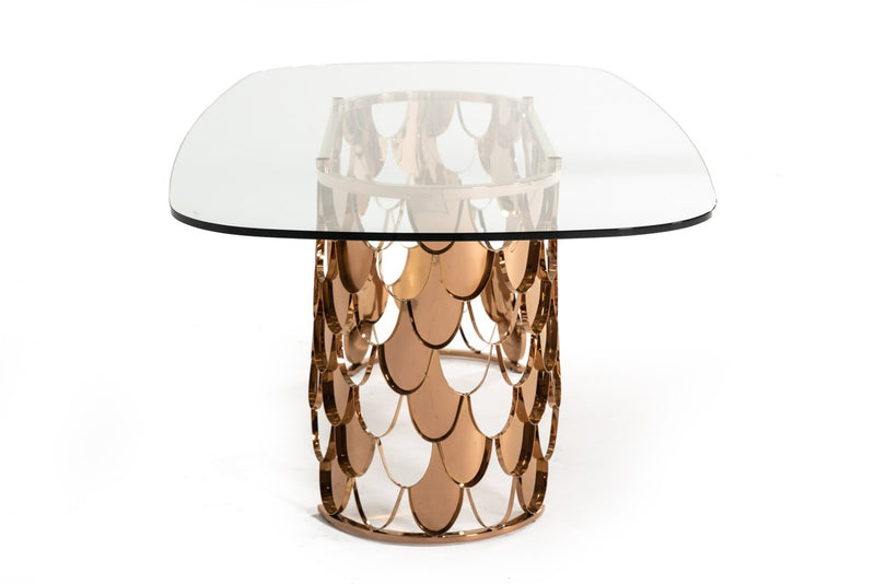 Modrest Javier Modern Glass & Rosegold Dining Table