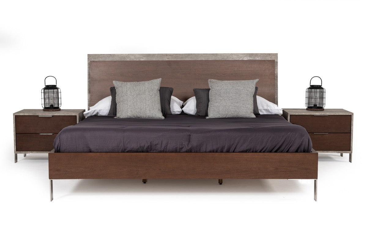 Nova Domus Conner Modern Dark Walnut & Faux Concrete Bed
