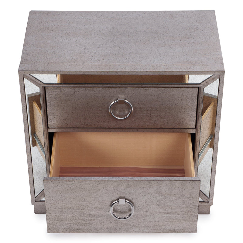 Ava Mirrored 2 Drawer Nightstand