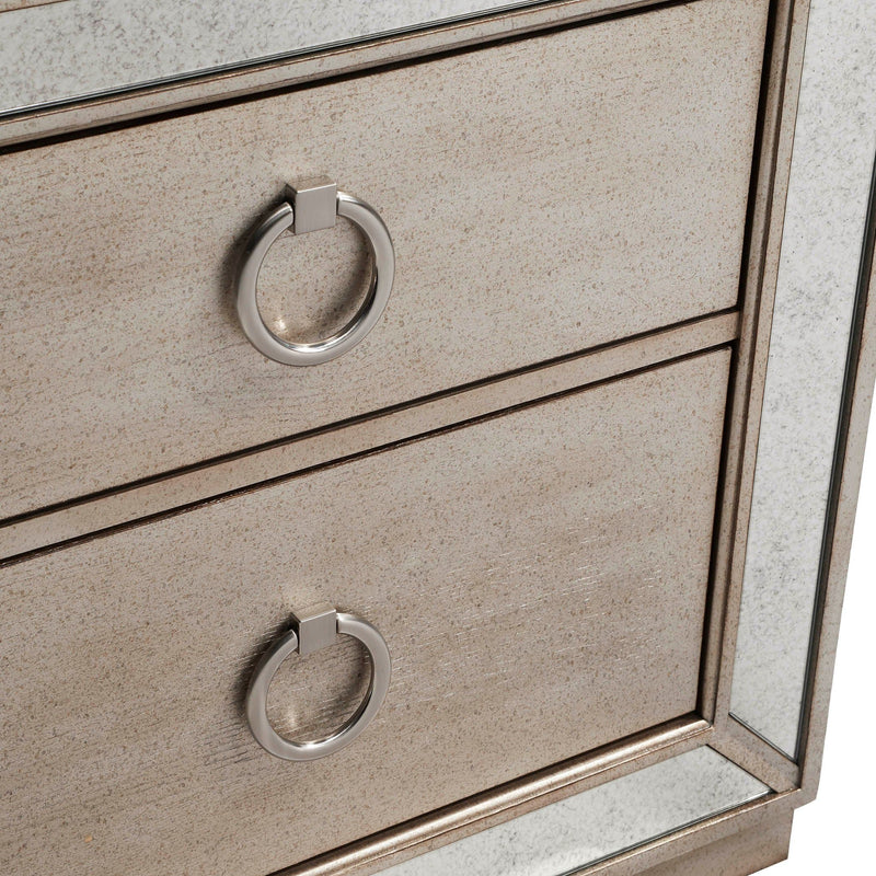 Ava Mirrored 2 Drawer Nightstand