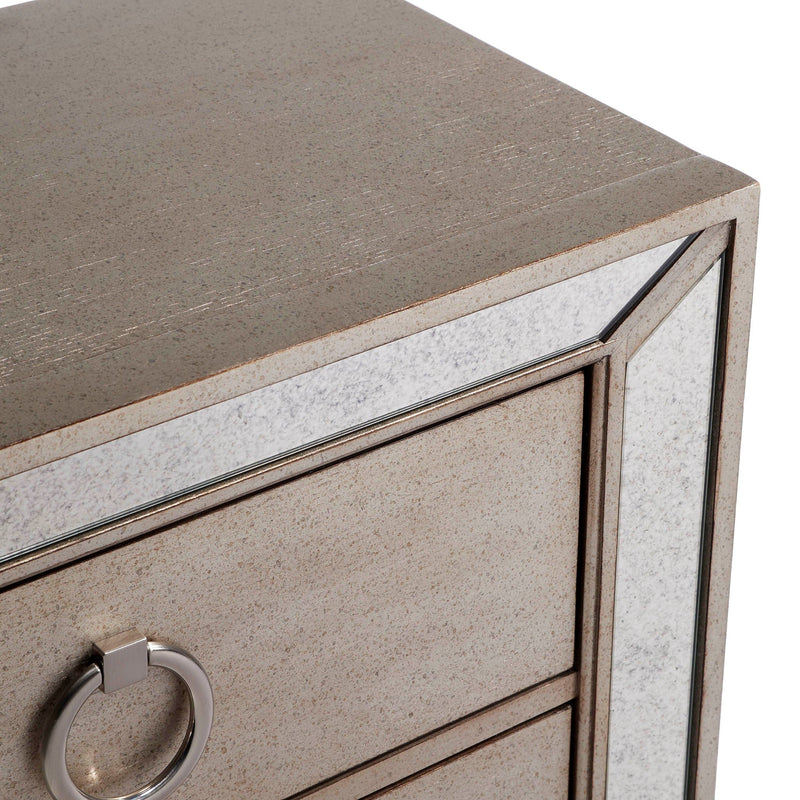 Ava Mirrored 2 Drawer Nightstand