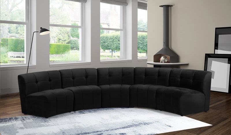Limitless Modular Velvet 5 Piece Sectional
