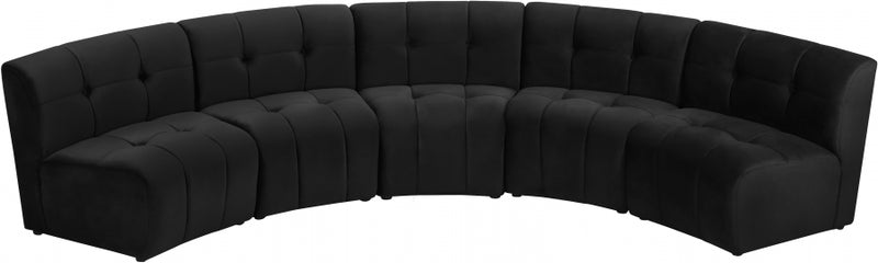 Limitless Modular Velvet 5 Piece Sectional