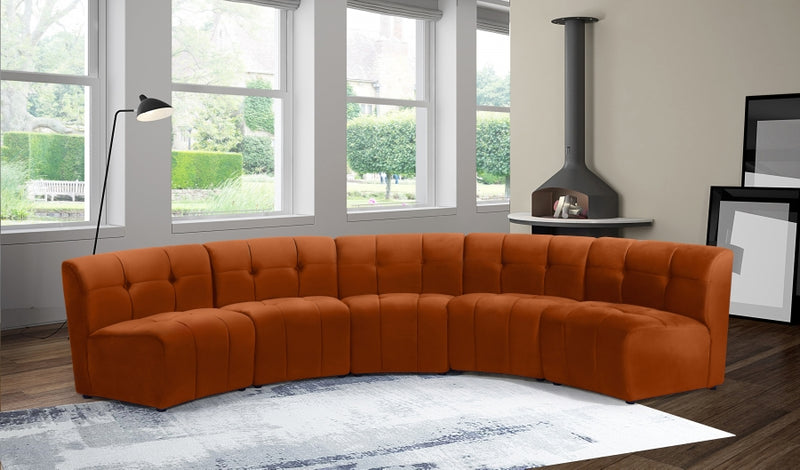 Limitless Modular Velvet 5 Piece Sectional