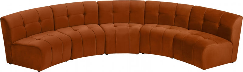 Limitless Modular Velvet 5 Piece Sectional
