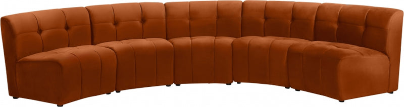 Limitless Modular Velvet 5 Piece Sectional