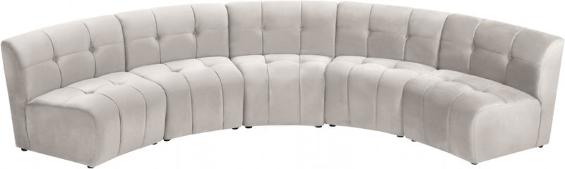 Limitless Modular Velvet 5 Piece Sectional