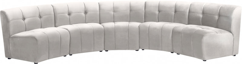Limitless Modular Velvet 5 Piece Sectional