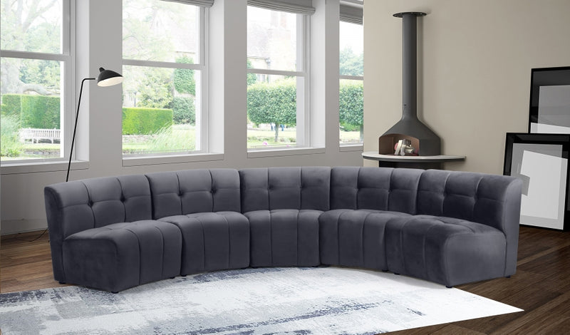Limitless Modular Velvet 5 Piece Sectional