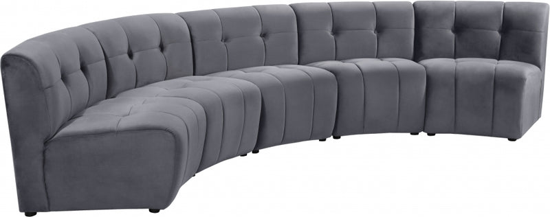 Limitless Modular Velvet 5 Piece Sectional