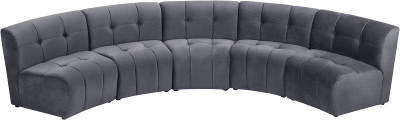 Limitless Modular Velvet 5 Piece Sectional