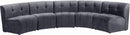 Limitless Modular Velvet 5 Piece Sectional