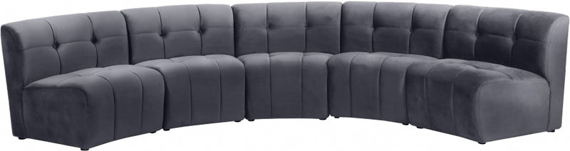 Limitless Modular Velvet 5 Piece Sectional