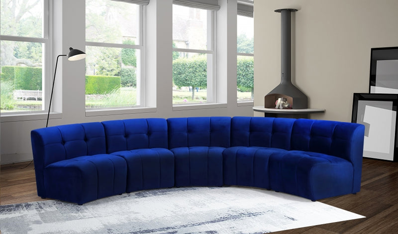 Limitless Modular Velvet 5 Piece Sectional