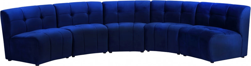 Limitless Modular Velvet 5 Piece Sectional