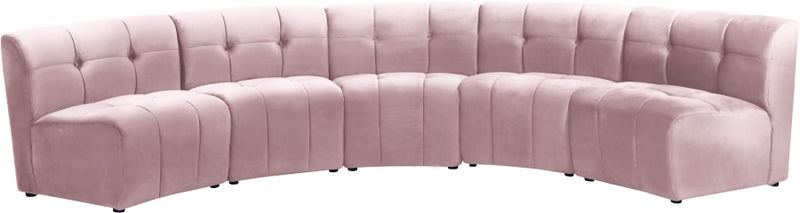 Limitless Modular Velvet 5 Piece Sectional