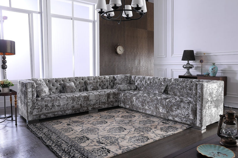 Crushed velvet 2025 chaise sofa