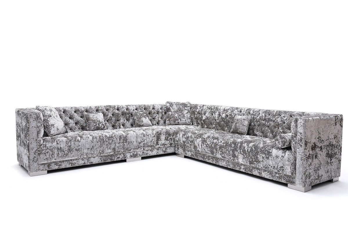 Divani Casa Fredrick - Modern Crushed Velvet Sectional Sofa