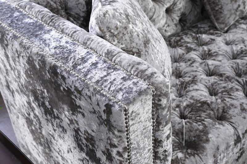 Silver crushed best sale velvet chaise longue