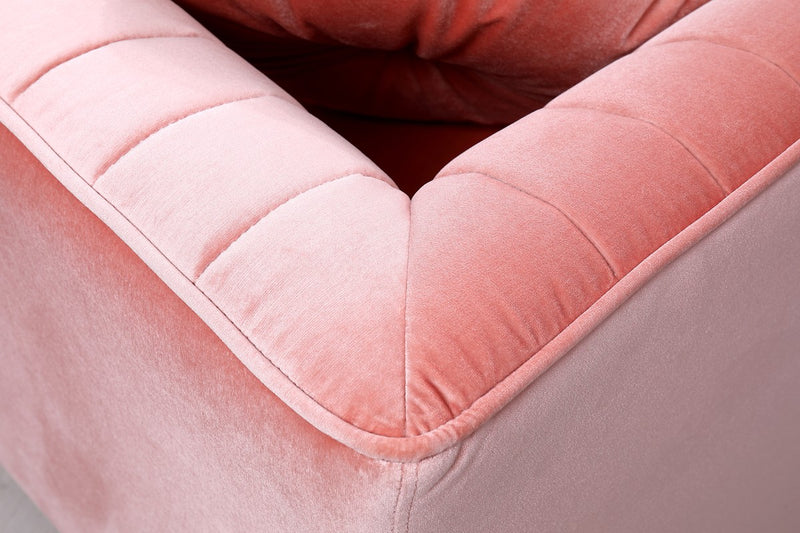 Divani Casa - Rachel Modern Pink Velvet Left Facing Sectional Sofa