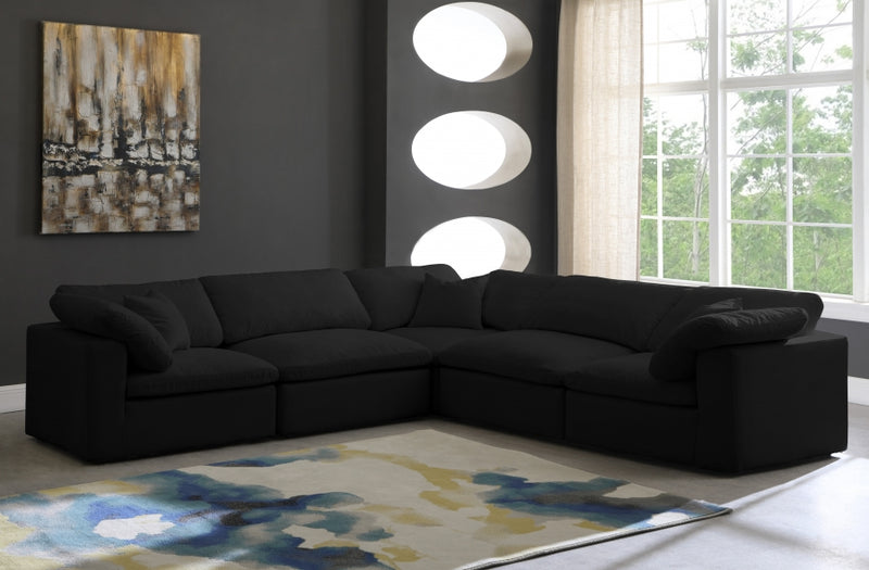 Cozy 5 Piece Velvet Modular Overstuffed Reversible Sectional