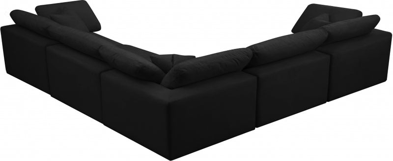 Cozy 5 Piece Velvet Modular Overstuffed Reversible Sectional