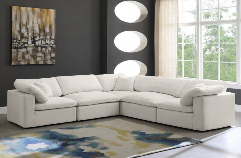Cozy 5 Piece Velvet Modular Overstuffed Reversible Sectional