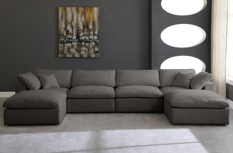 Cozy 6 Piece Velvet Modular Overstuffed Reversible Sectional