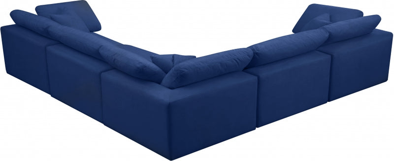 Cozy 5 Piece Velvet Modular Overstuffed Reversible Sectional