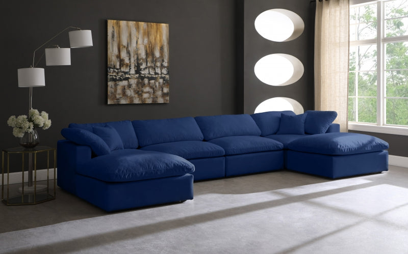 Cozy 6 Piece Velvet Modular Overstuffed Reversible Sectional
