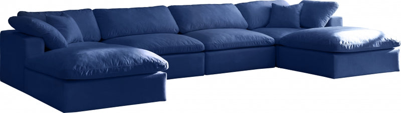 Cozy 6 Piece Velvet Modular Overstuffed Reversible Sectional