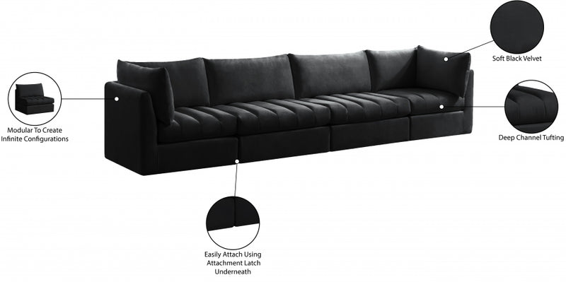 Jacob Velvet Modular 4 Piece Sofa