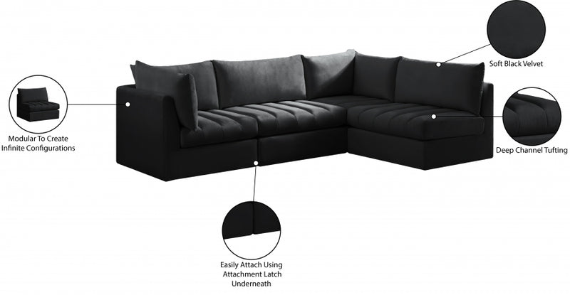 Jacob Velvet Modular 4 Piece Sectional