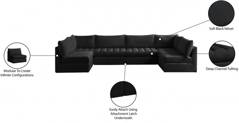 Jacob Velvet Modular 6 Piece Sectional