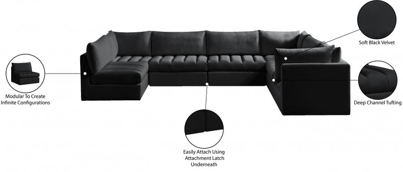 Jacob Velvet Modular 7 Piece Sectional