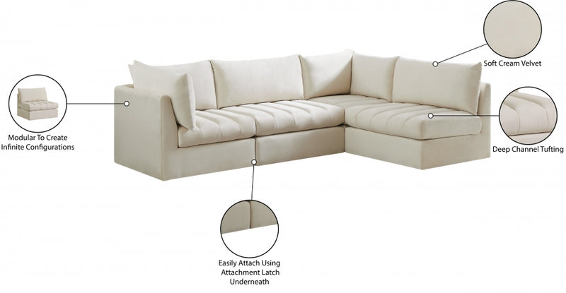 Jacob Velvet Modular 4 Piece Sectional