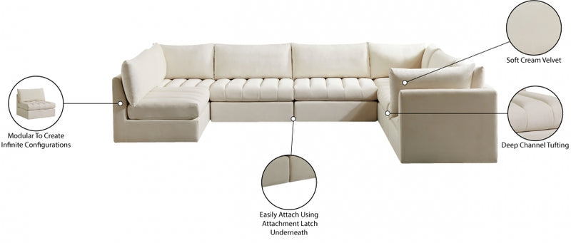 Jacob Velvet Modular 7 Piece Sectional