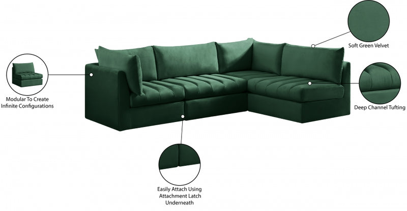 Jacob Velvet Modular 4 Piece Sectional