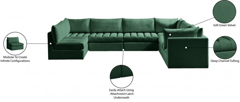 Jacob Velvet Modular 7 Piece Sectional
