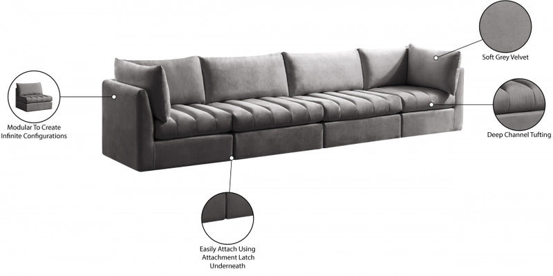 Jacob Velvet Modular 4 Piece Sofa