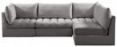 Jacob Velvet Modular 4 Piece Sectional
