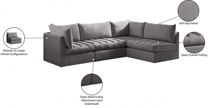 Jacob Velvet Modular 4 Piece Sectional