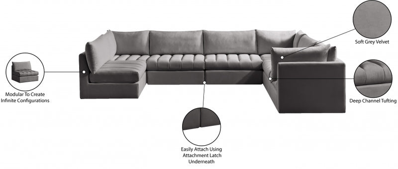 Jacob Velvet Modular 7 Piece Sectional